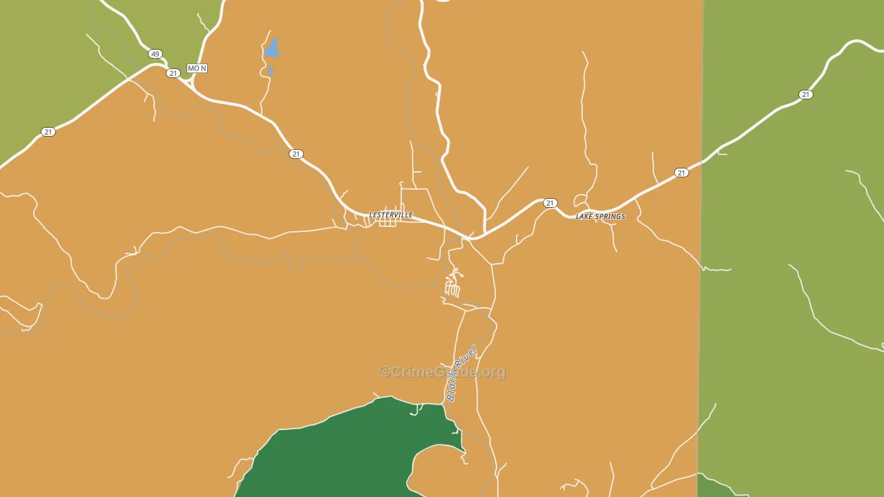 Lesterville, MO Map of Vandalism Rates