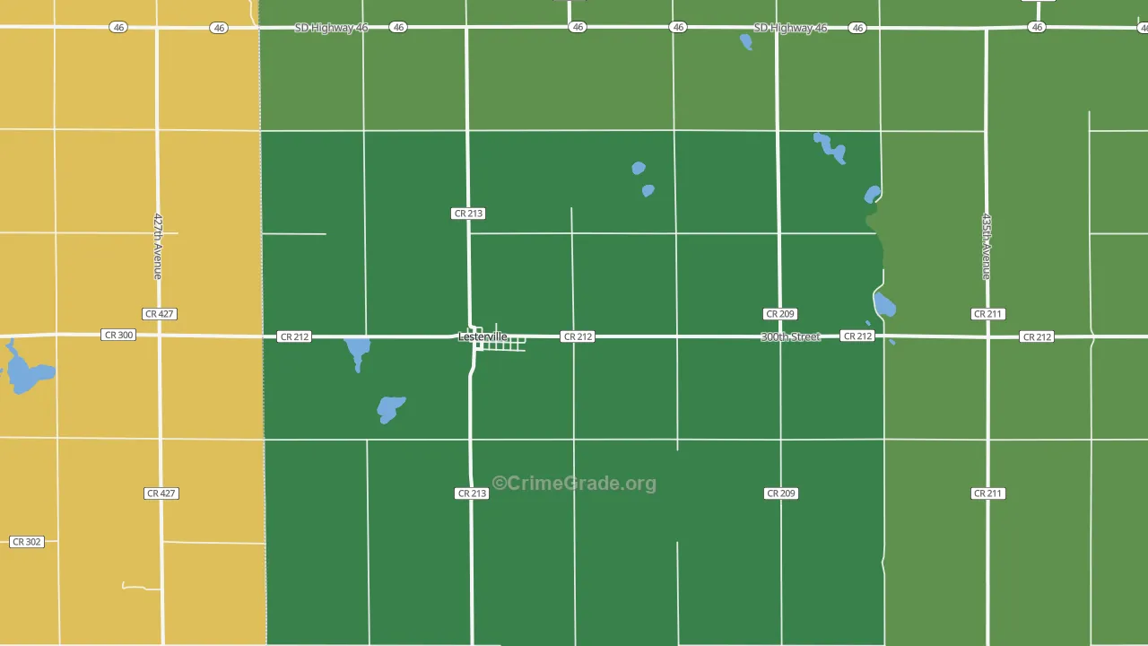 Lesterville, SD Map of Vandalism Rates