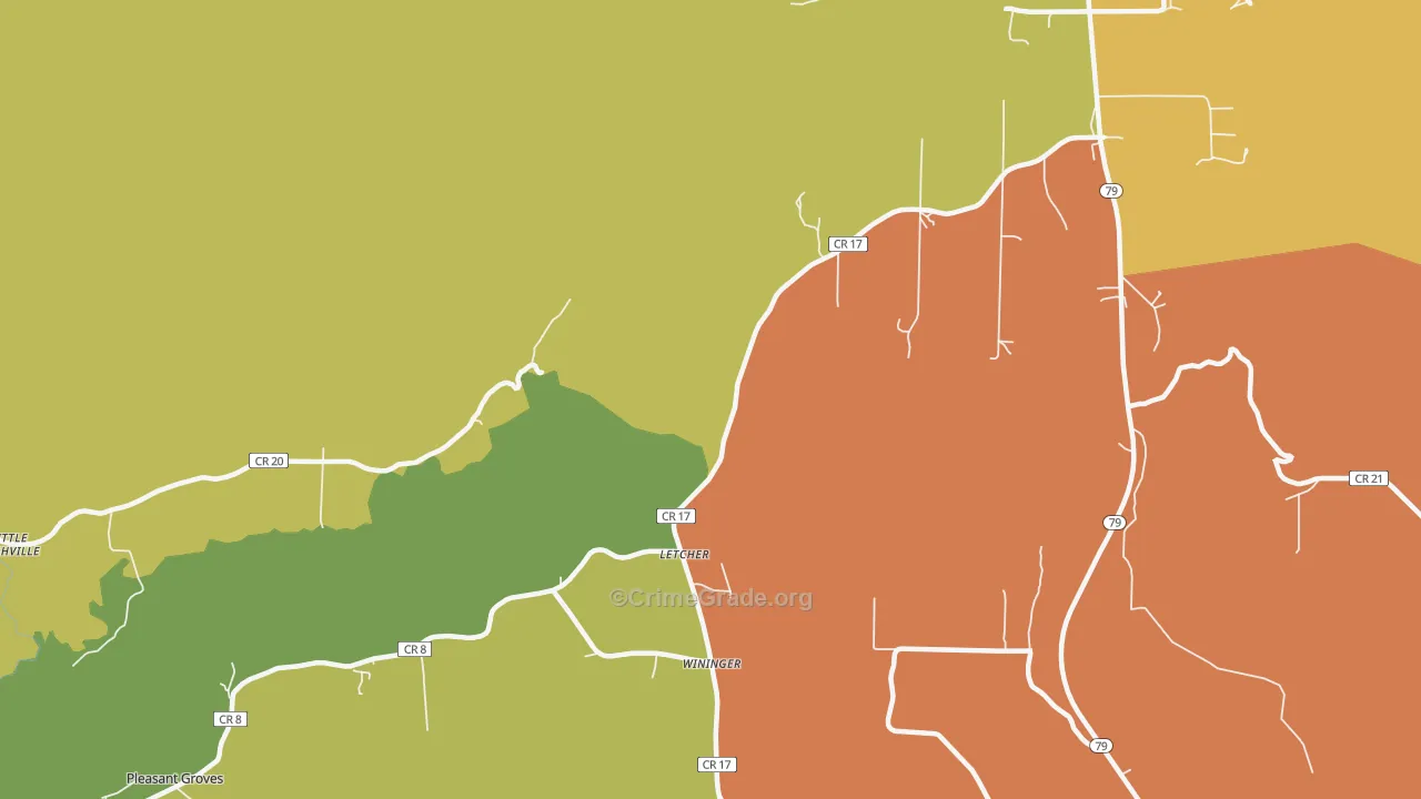 Letcher, AL Map of Vandalism Rates