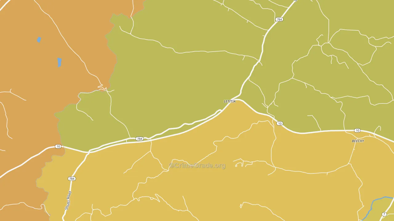Letitia, KY Map of Vandalism Rates