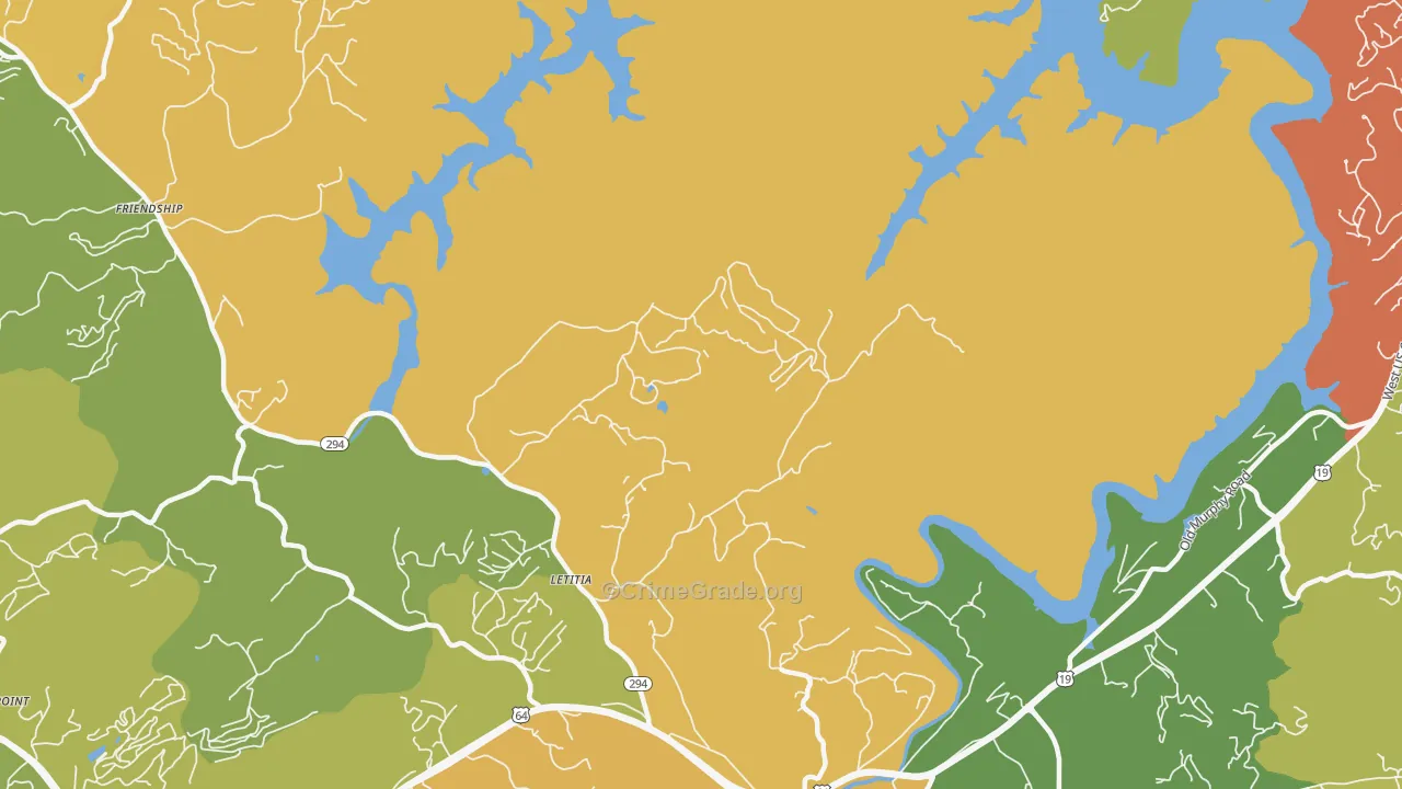 Letitia, NC Map of Vandalism Rates