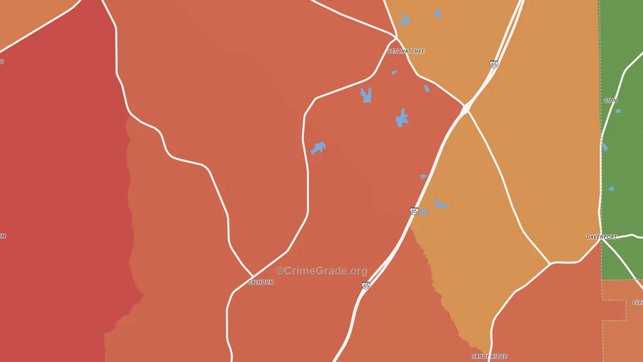 Letohatchee, AL Map of Vandalism Rates