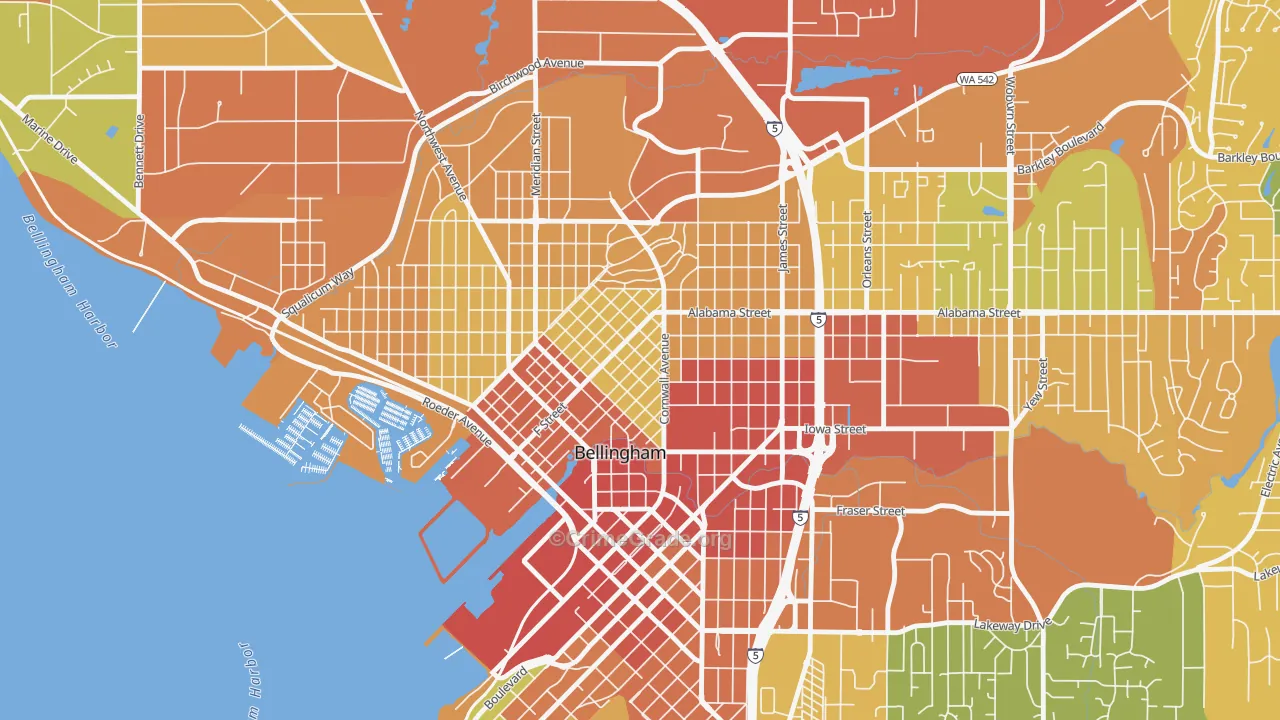 Lettered Streets, Bellingham, WA Map of Vandalism Rates