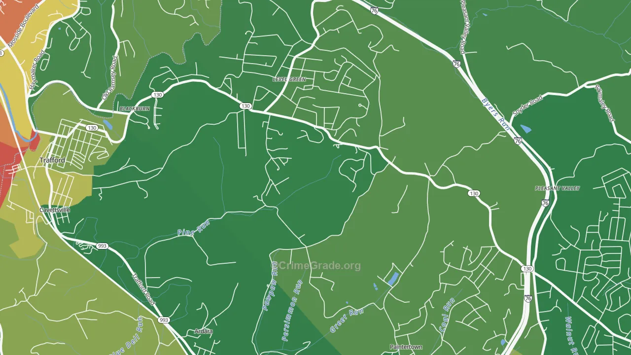 Level Green, PA Map of Vandalism Rates