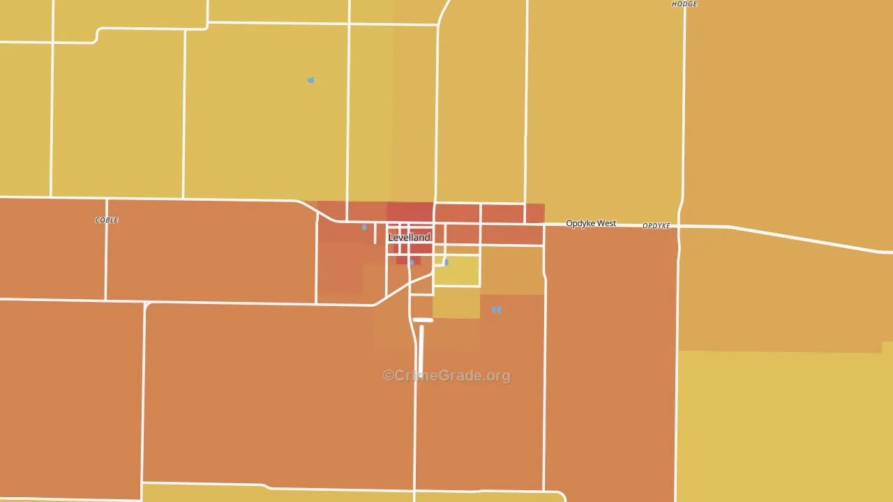 Levelland, TX Map of Vandalism Rates