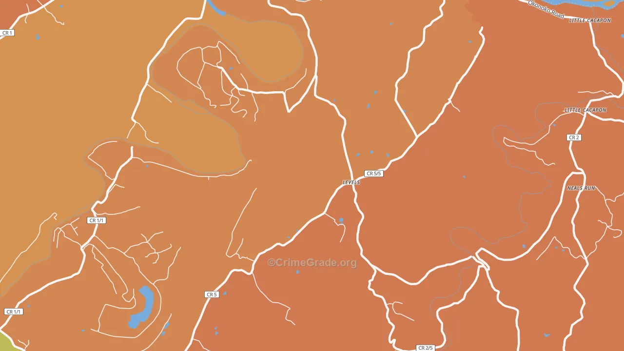 Levels, WV Map of Vandalism Rates