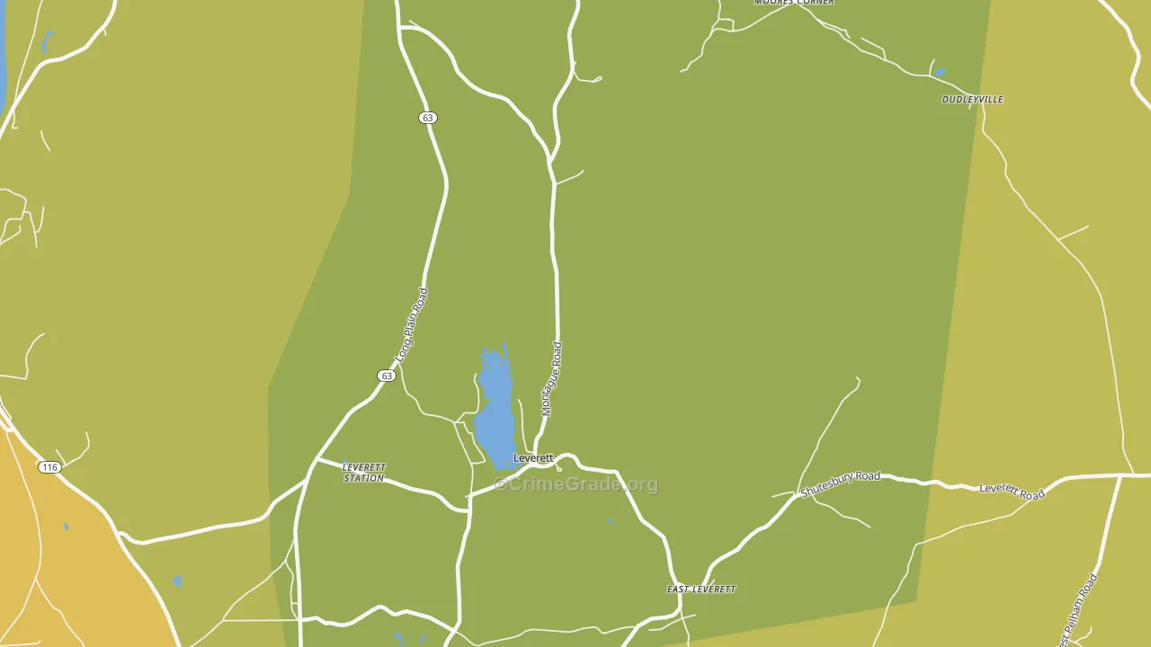 Leverett, MA Map of Vandalism Rates