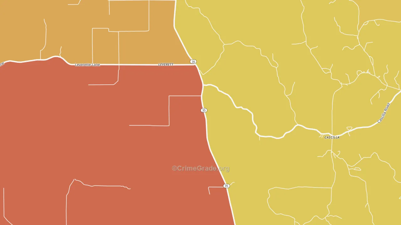 Leverett, MS Map of Vandalism Rates