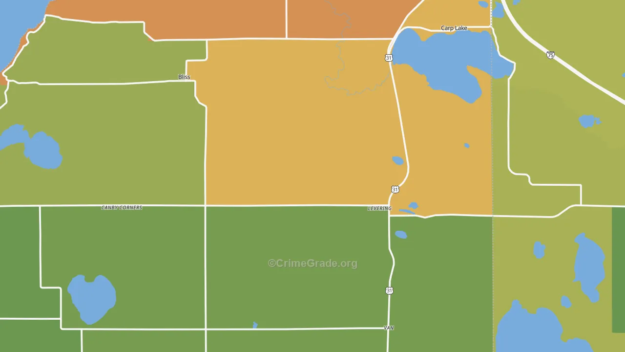 Levering, MI Map of Vandalism Rates