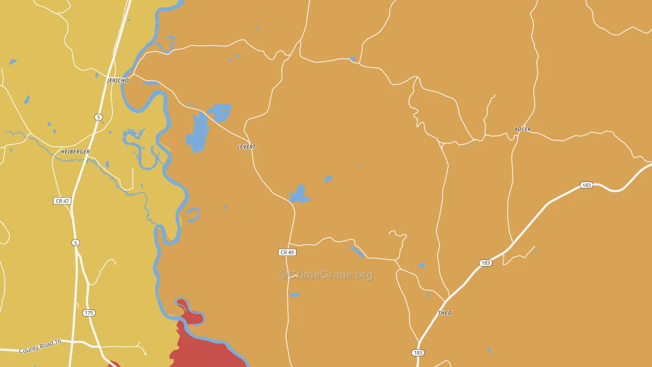 Levert, AL Map of Vandalism Rates