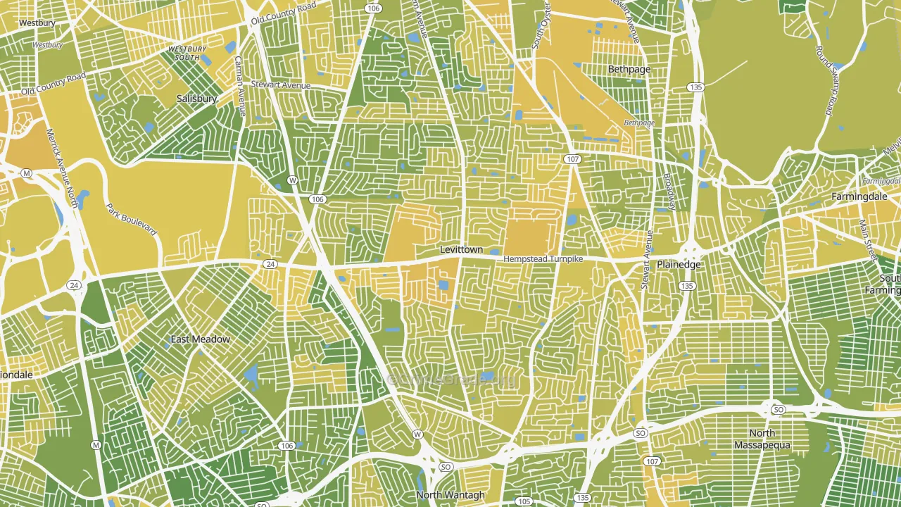 Levittown, NY Map of Vandalism Rates