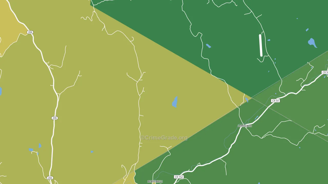 Lewbeach, NY Map of Vandalism Rates