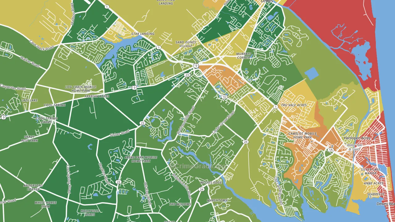Lewes, DE Map of Vandalism Rates