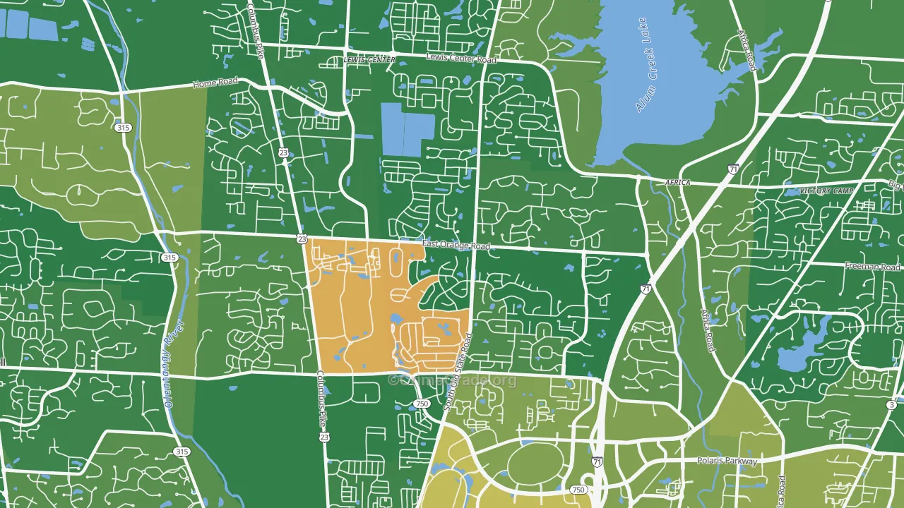 Lewis Center, OH Map of Vandalism Rates