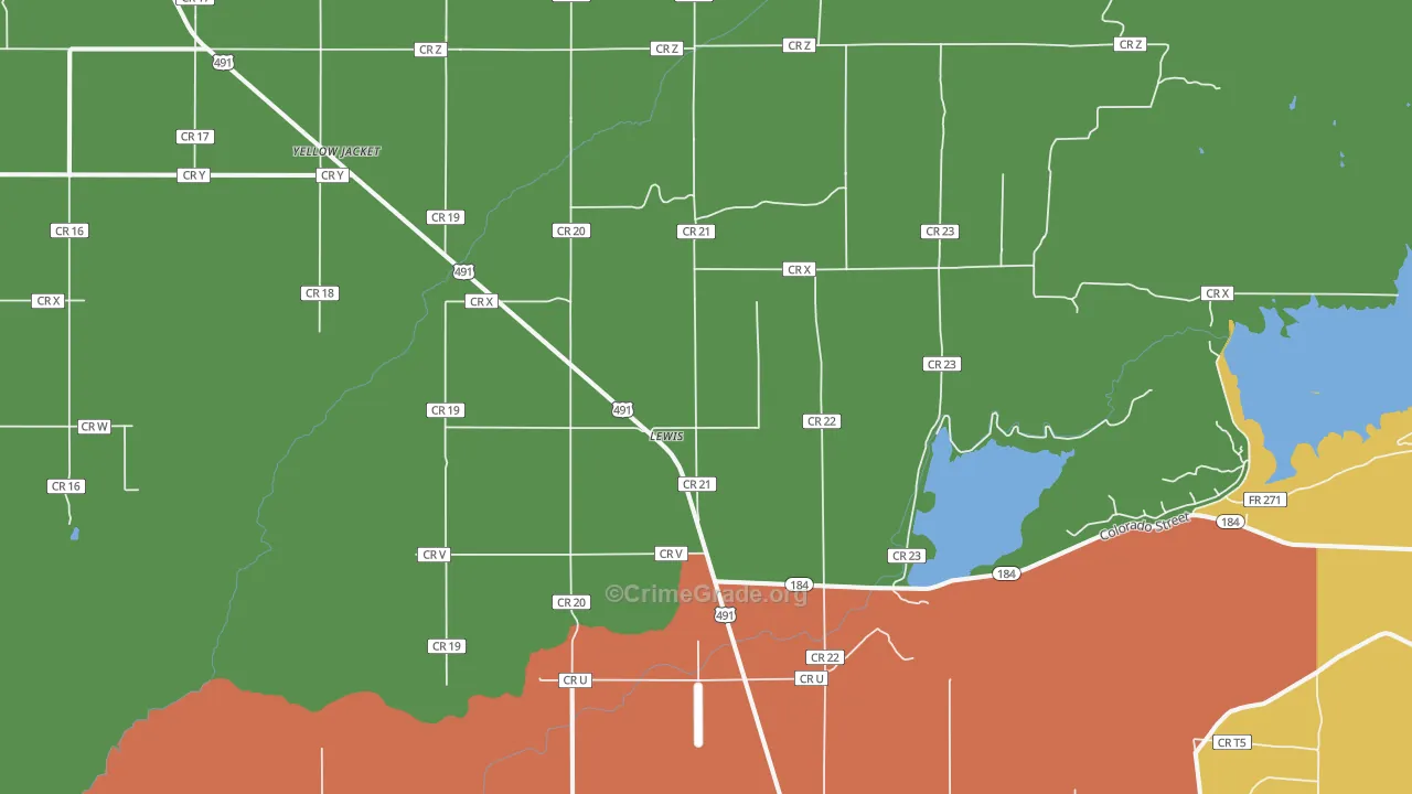 Lewis, CO Map of Vandalism Rates