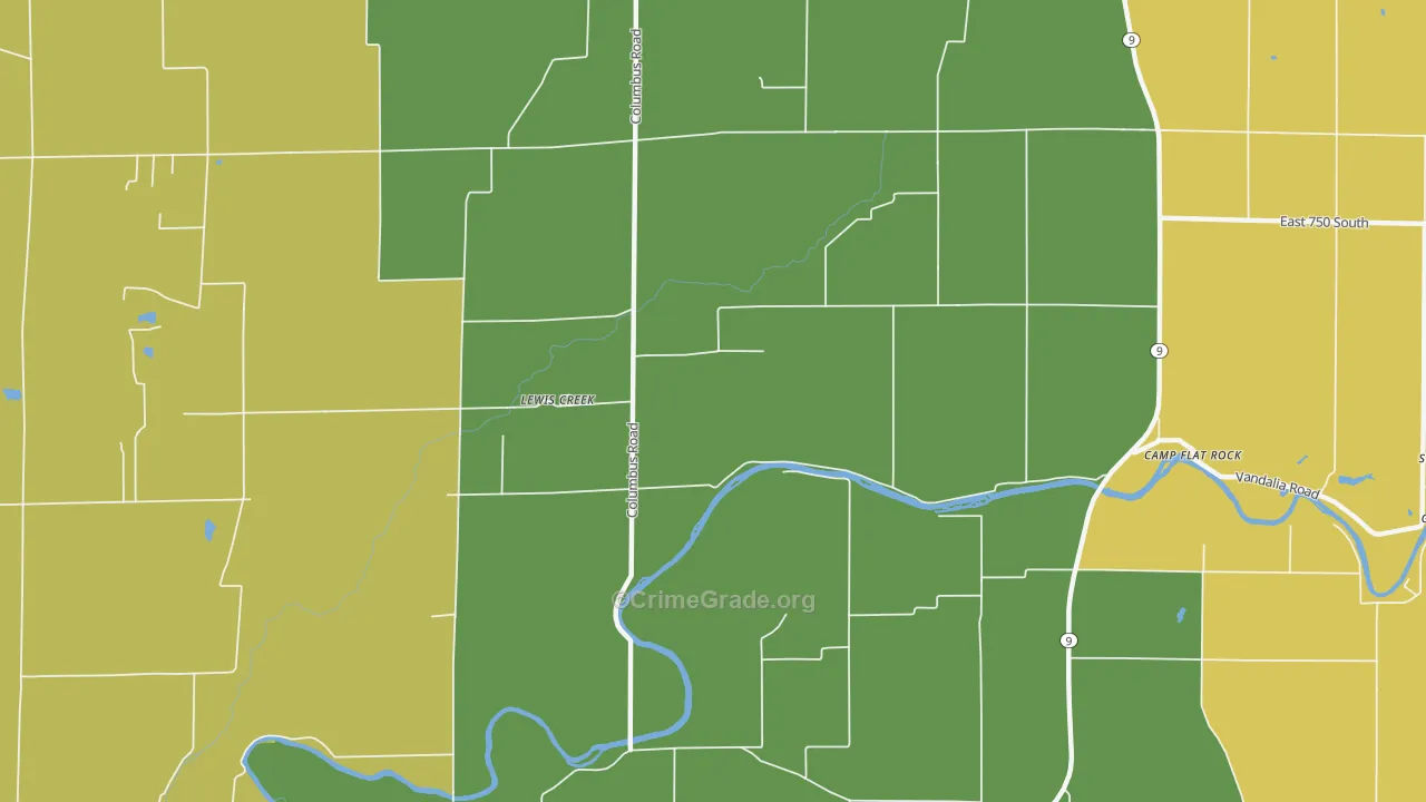 Lewis Creek, IN Map of Vandalism Rates
