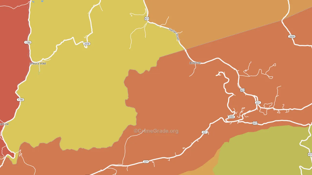 Lewis Creek, KY Map of Vandalism Rates