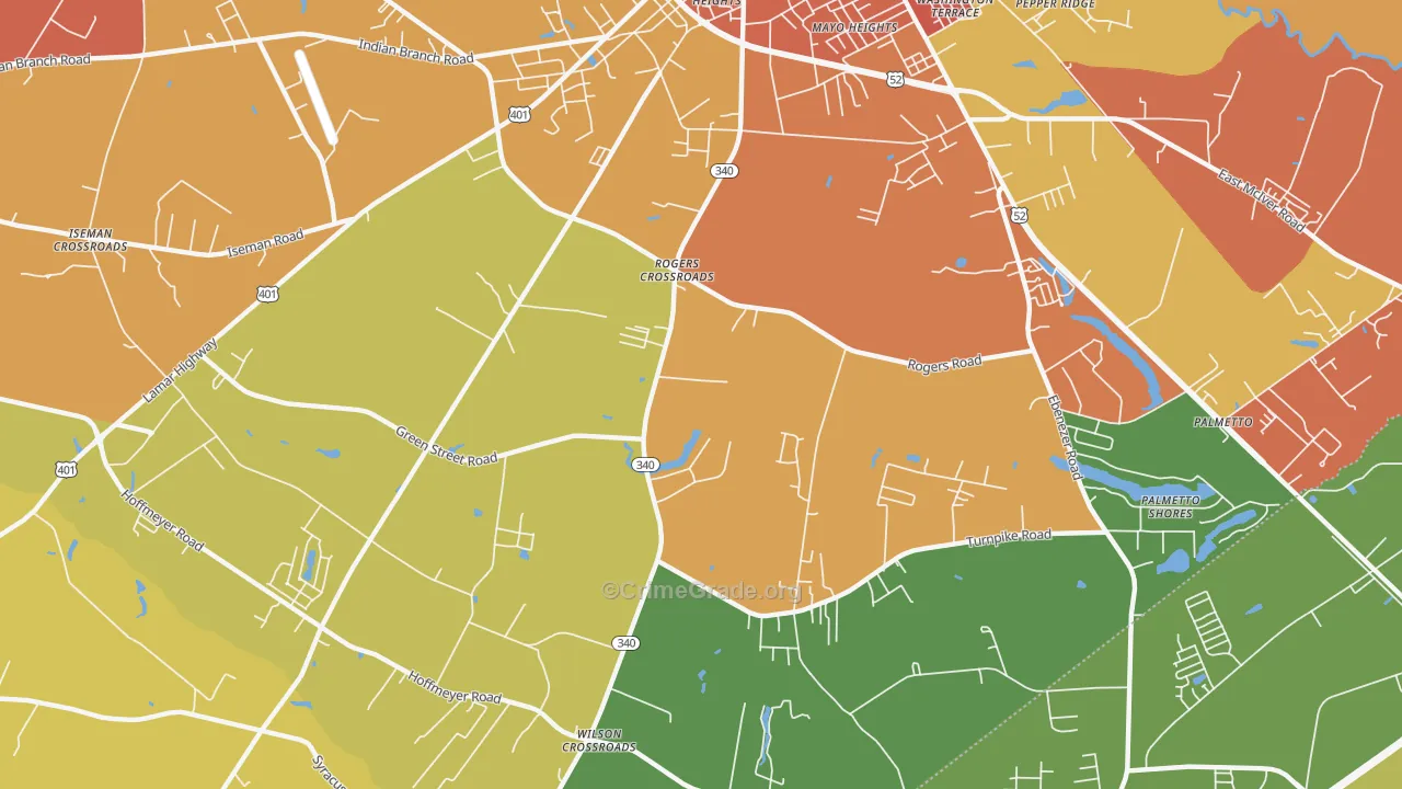 Lewis Crossroads, SC Map of Vandalism Rates