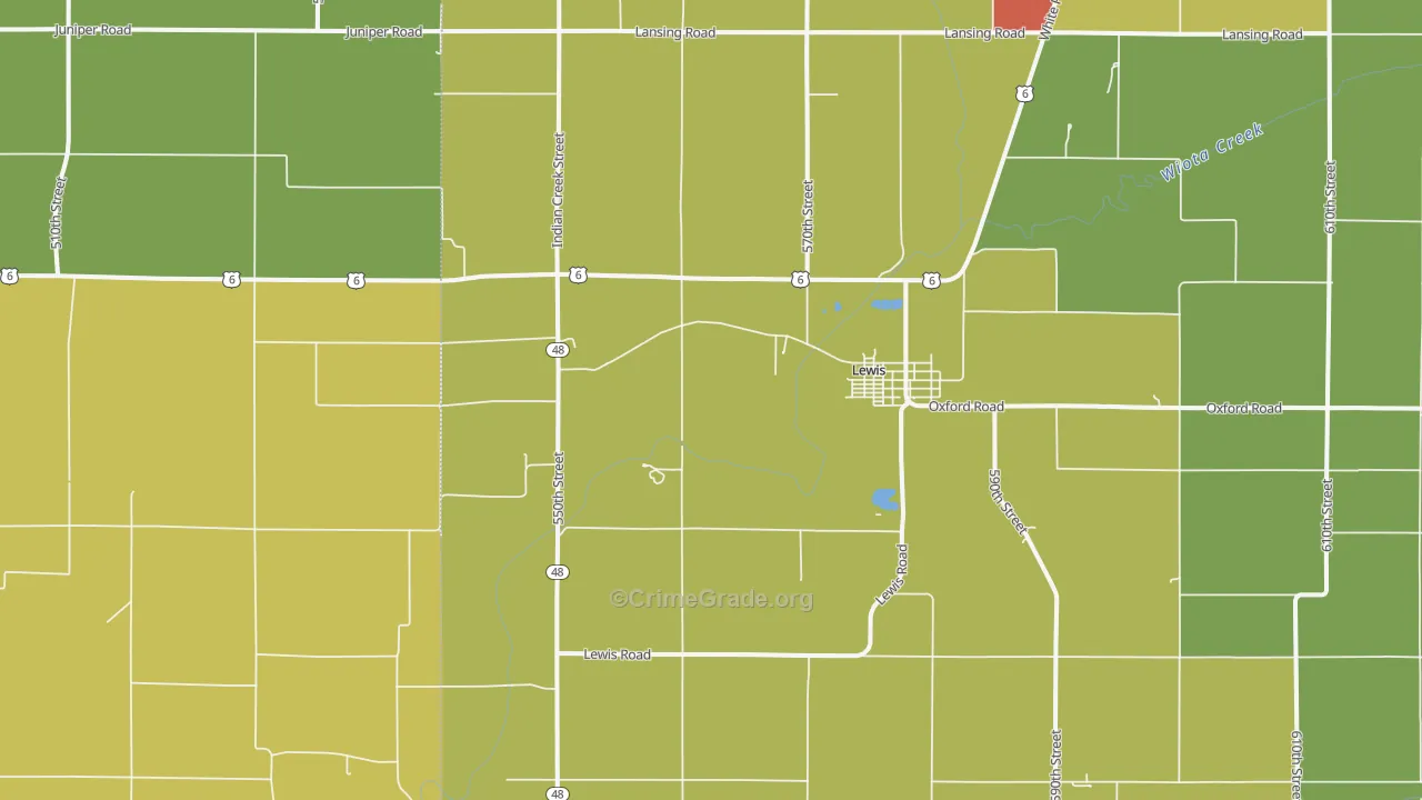 Lewis, IA Map of Vandalism Rates
