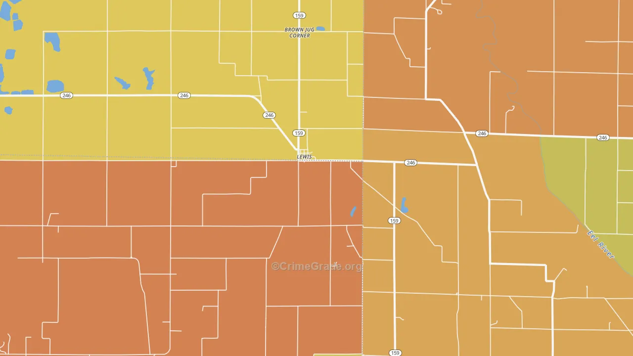 Lewis, IN Map of Vandalism Rates
