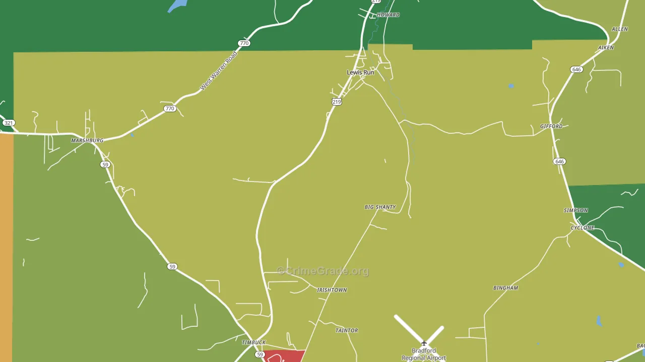 Lewis Run, PA Map of Vandalism Rates