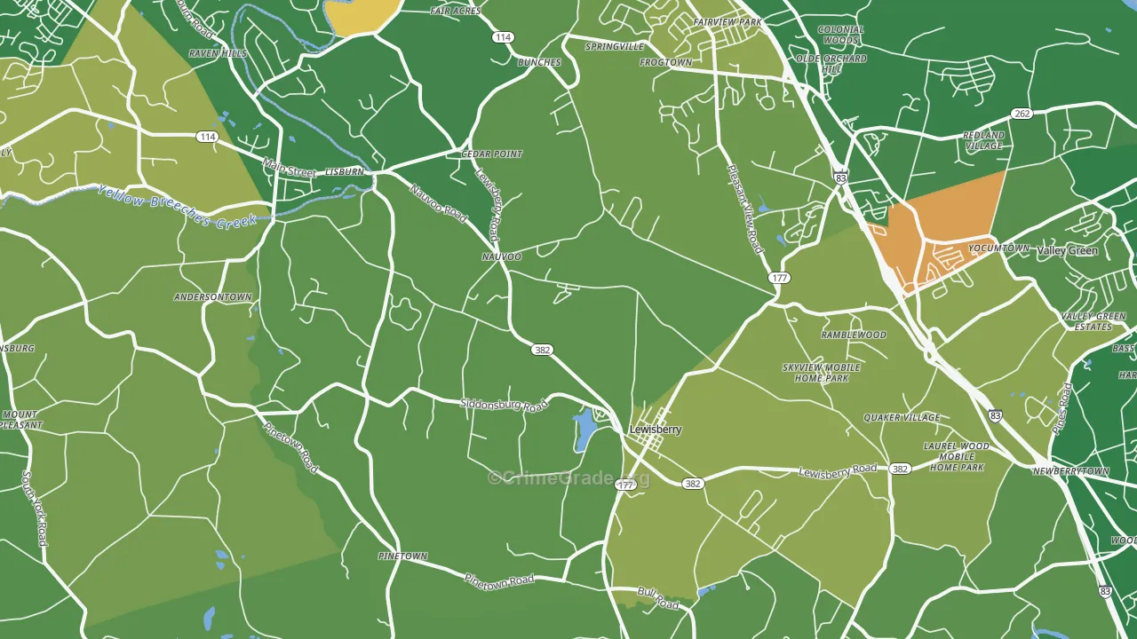Lewisberry, PA Map of Vandalism Rates