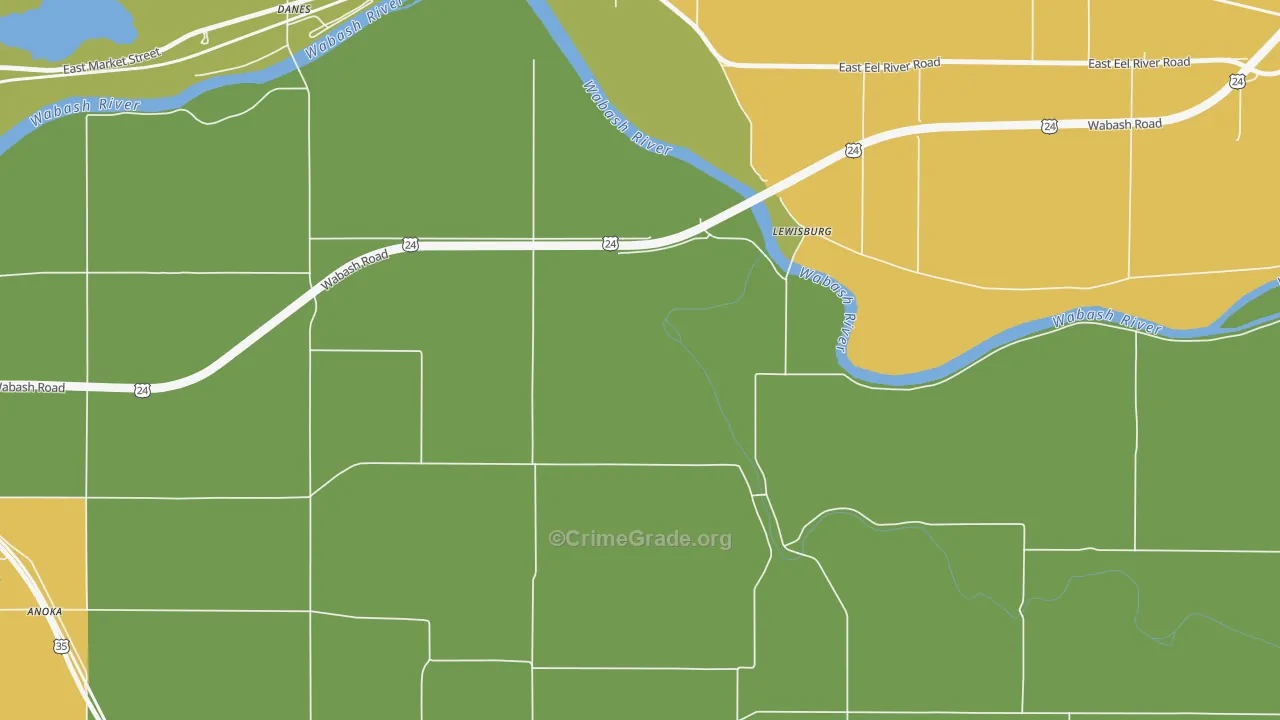 Lewisburg, IN Map of Vandalism Rates