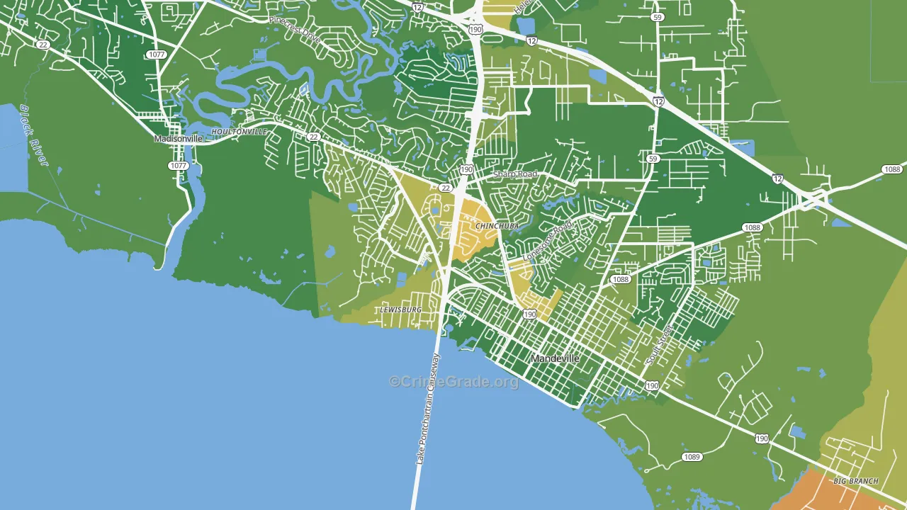 Lewisburg, LA Map of Vandalism Rates