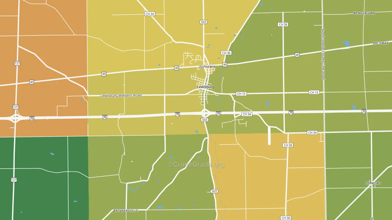 Lewisburg, OH Map of Vandalism Rates