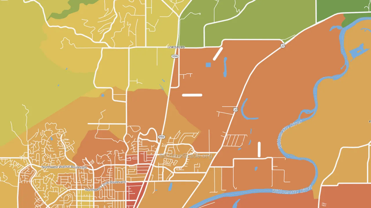 Lewisburg, OR Map of Vandalism Rates
