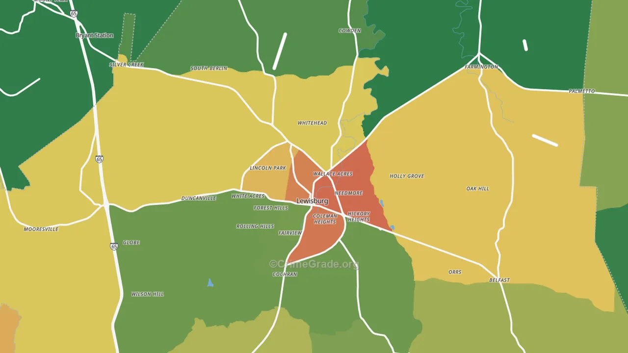 Lewisburg, TN Map of Vandalism Rates