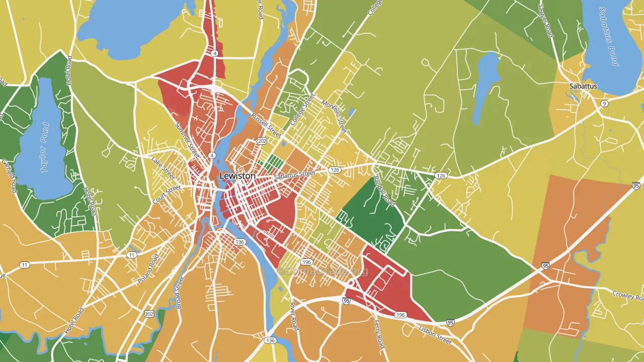 Lewiston, ME Map of Vandalism Rates