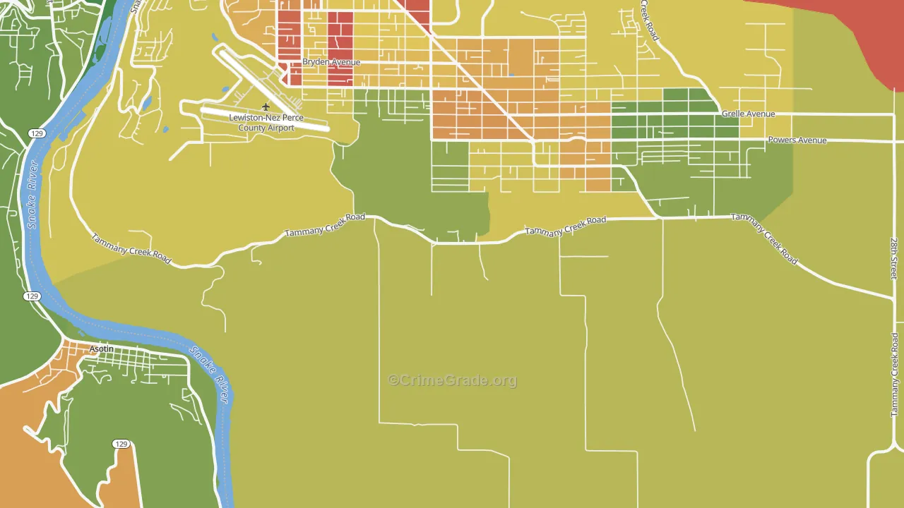 Lewiston Orchards, ID Map of Vandalism Rates