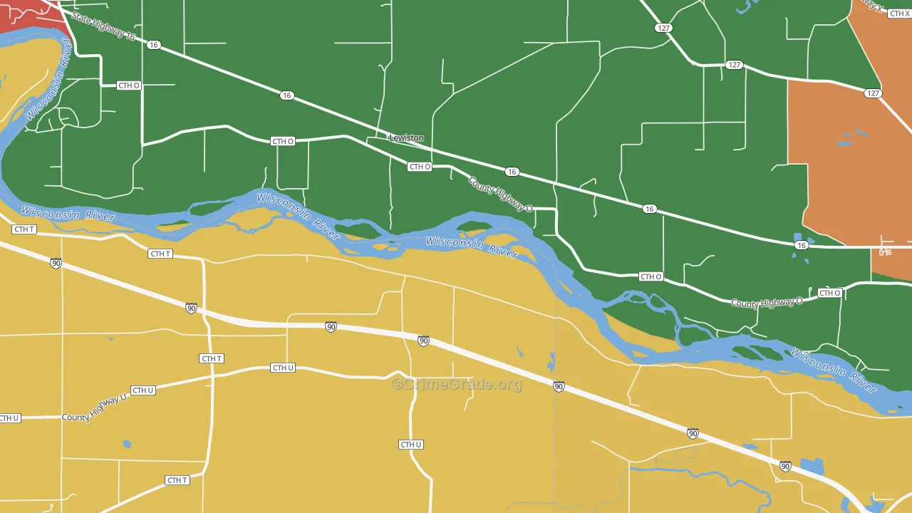 Lewiston, WI Map of Vandalism Rates