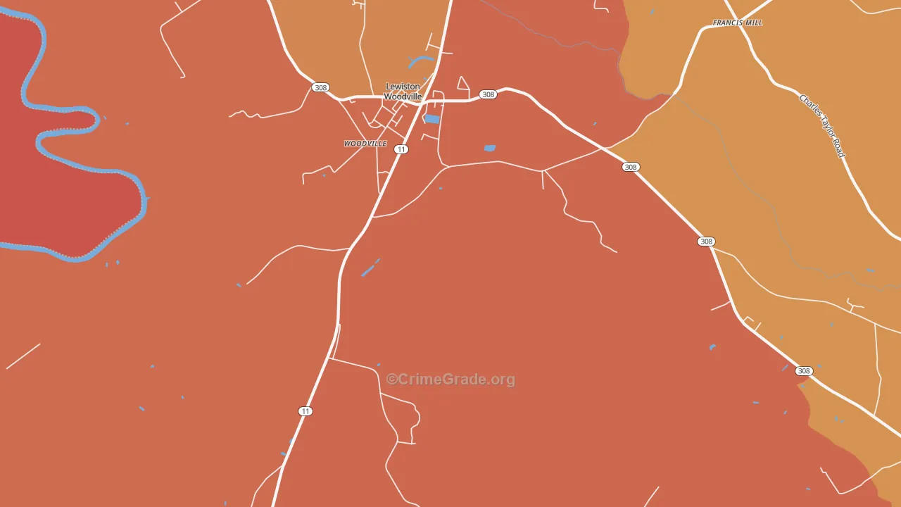 Lewiston Woodville, NC Map of Vandalism Rates