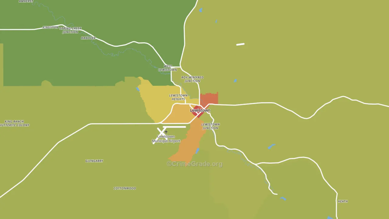 Lewistown, MT Map of Vandalism Rates