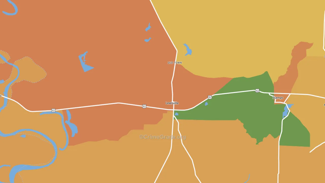 Lewisville, AR Map of Vandalism Rates