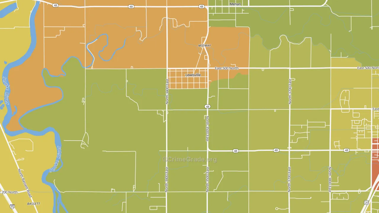 Lewisville, ID Map of Vandalism Rates