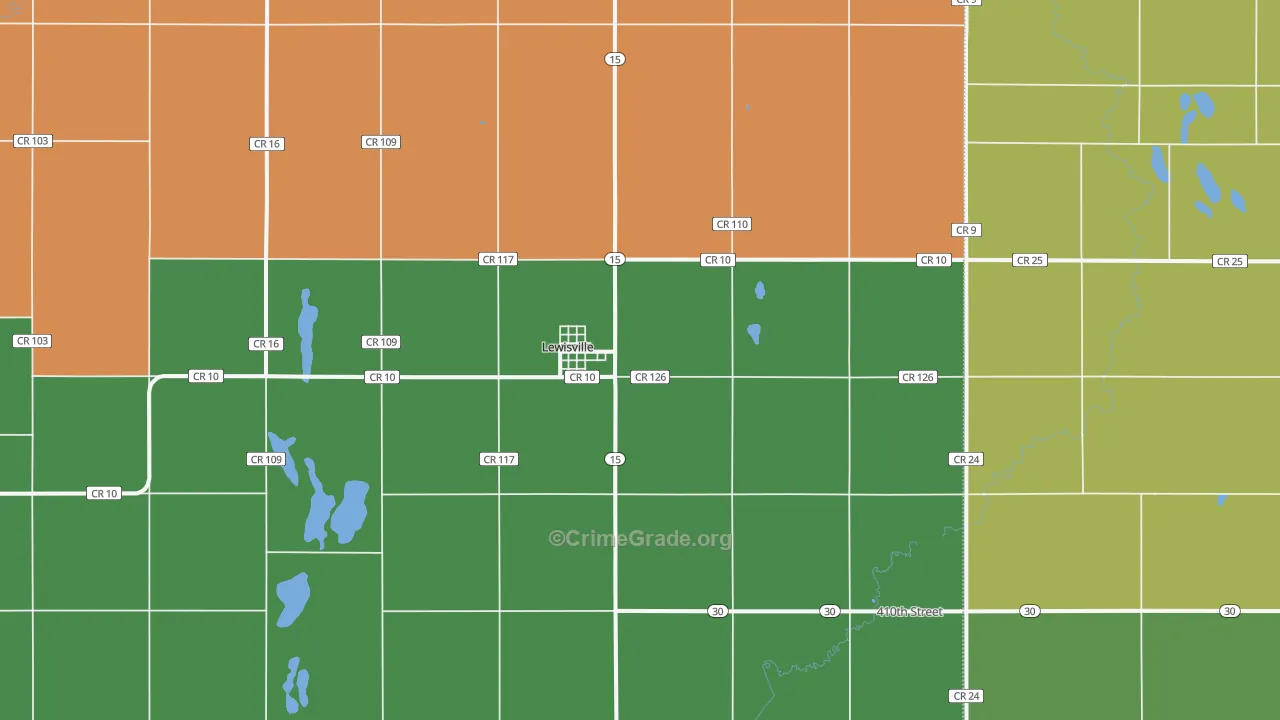 Lewisville, MN Map of Vandalism Rates