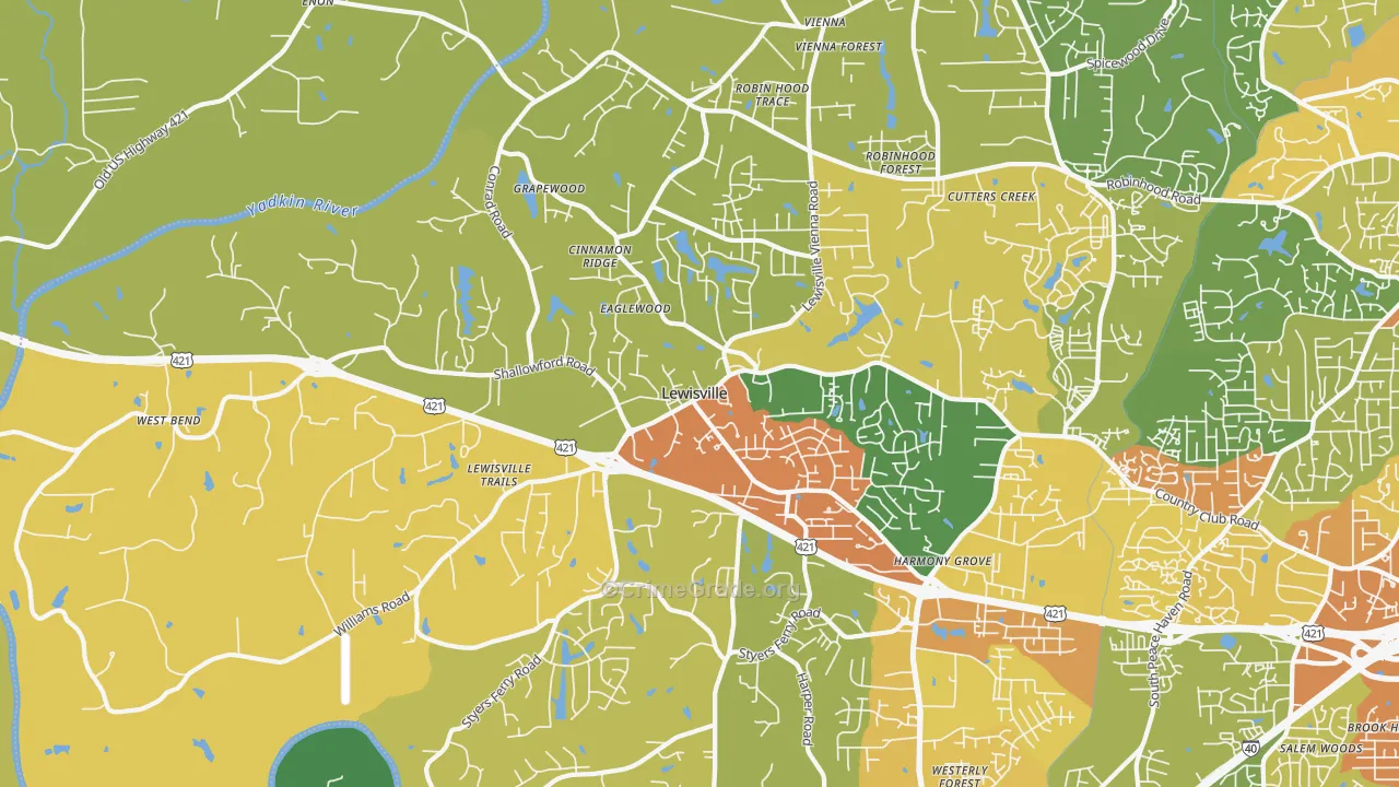 Lewisville, NC Map of Vandalism Rates