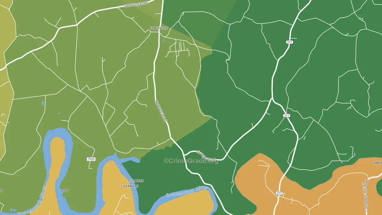 Lewisville, PA Map of Vandalism Rates