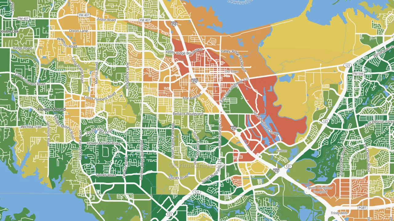 Lewisville, TX Map of Vandalism Rates