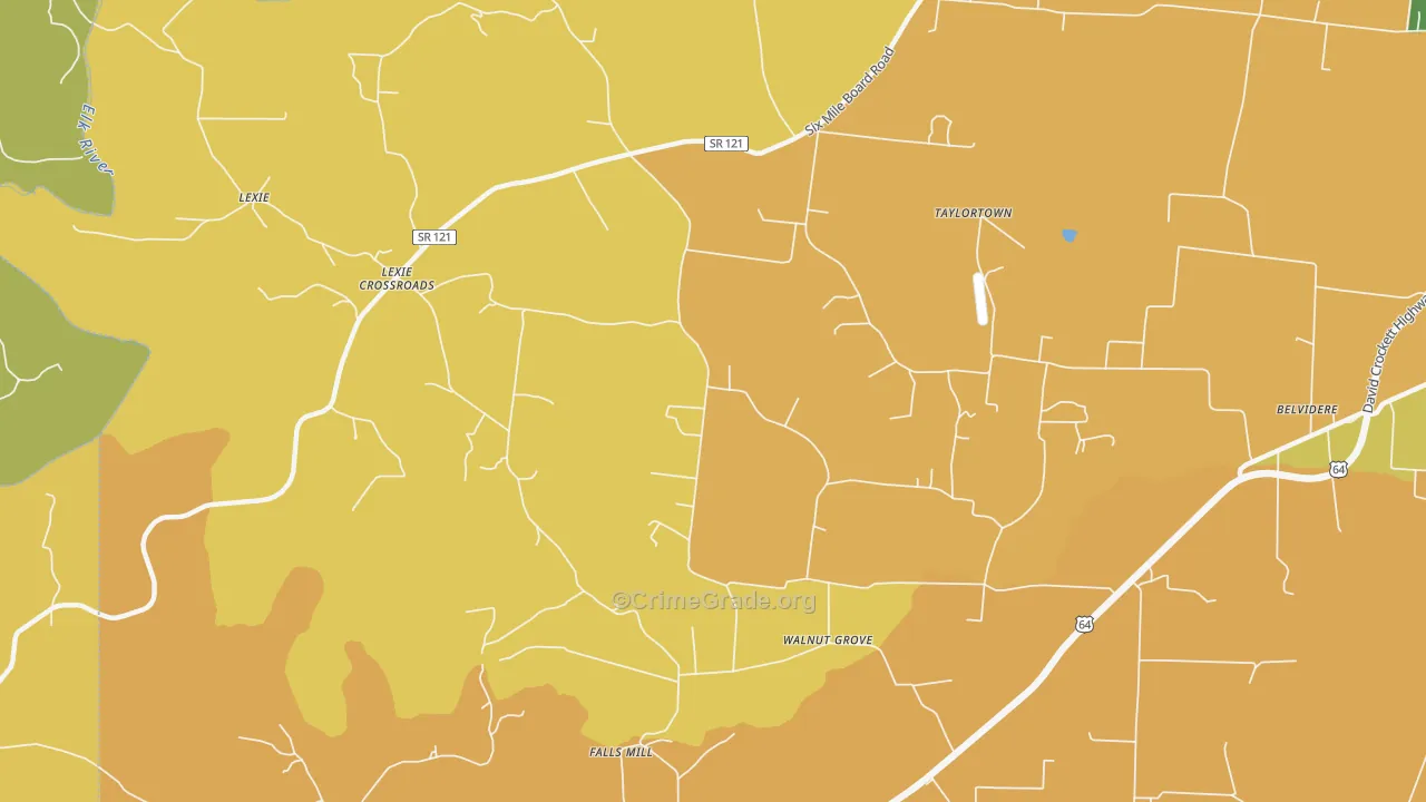 Lexie Crossroads, TN Map of Vandalism Rates