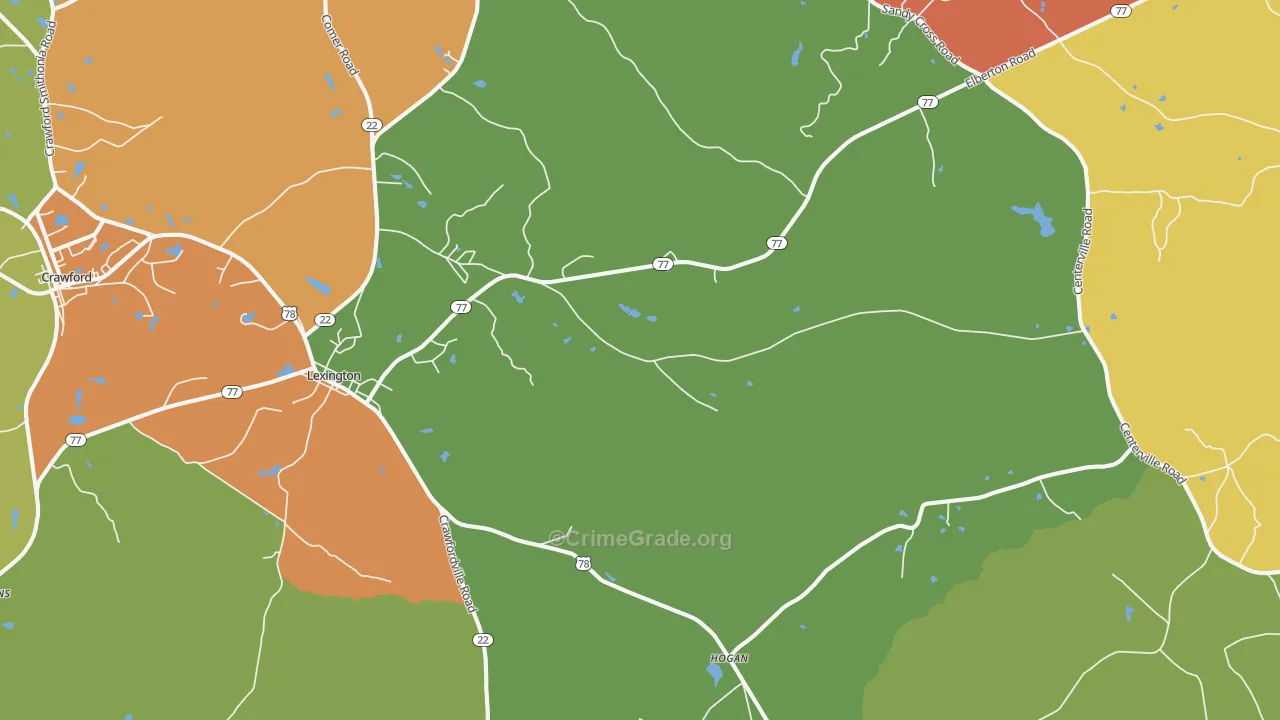 Lexington, GA Map of Vandalism Rates
