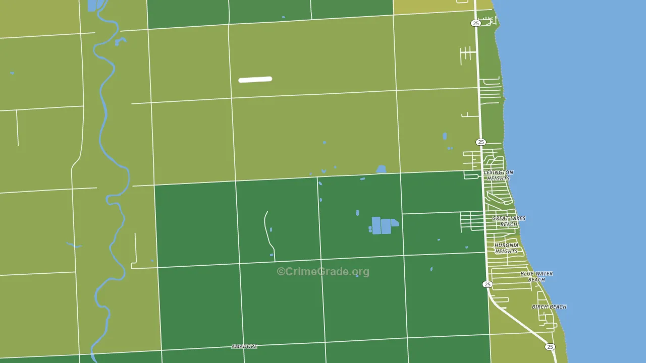 Lexington Heights, MI Map of Vandalism Rates