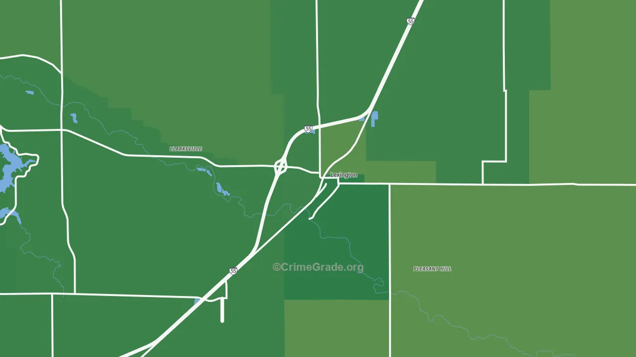 Lexington, IL Map of Vandalism Rates