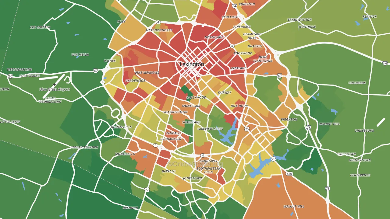 Lexington, KY Map of Vandalism Rates