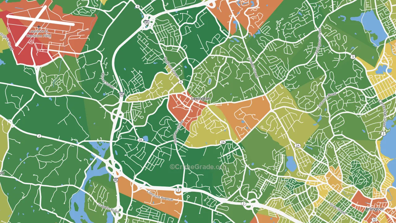 Lexington, MA Map of Vandalism Rates
