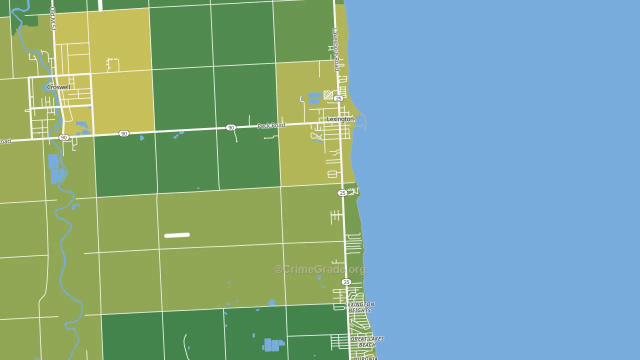 Lexington, MI Map of Vandalism Rates