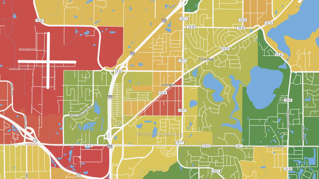 Lexington, MN Map of Vandalism Rates